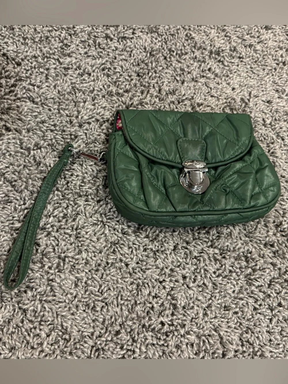 Vera Bradley Green Quilted Wristlet Clutch